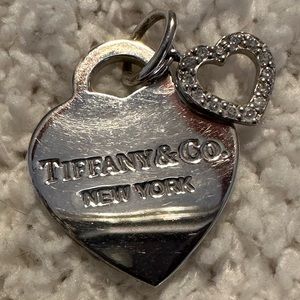 Tiffany & Co Double Heart Pendant Silver with Diamonds